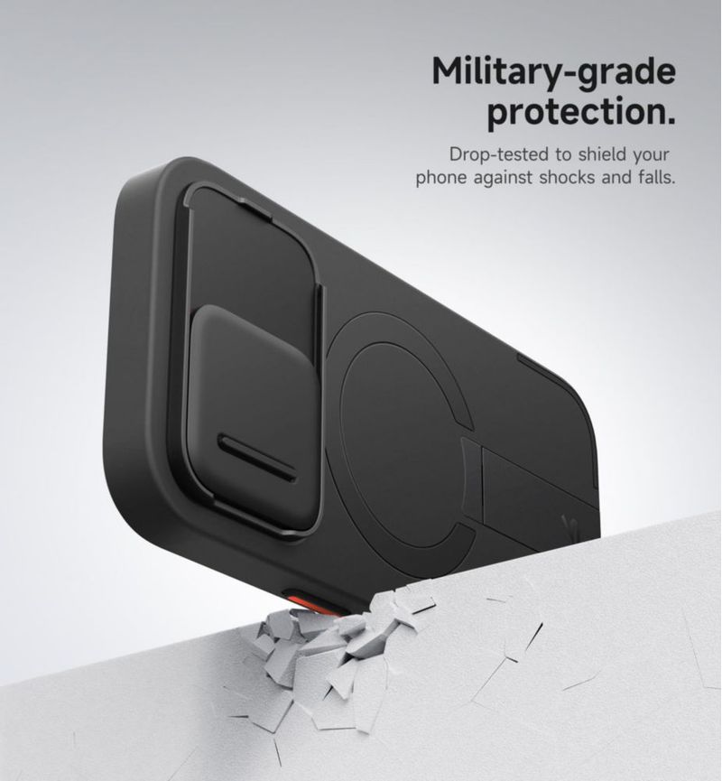 Funda SURITCH para iPhone 16 Pro con cámara deslizante negra