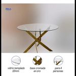Mesa comedor redonda de cristal denver elegante 110 cm cristal dorado