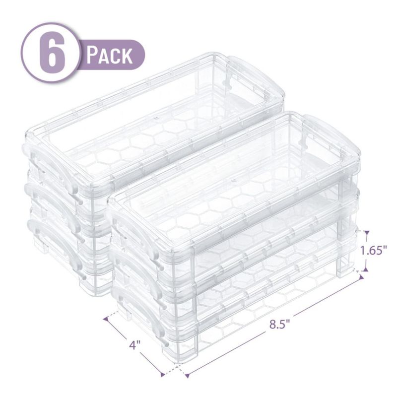 Cajas organizadoras de lápices Mr. Pen pack de 6 plástico transparente con tapa de presión