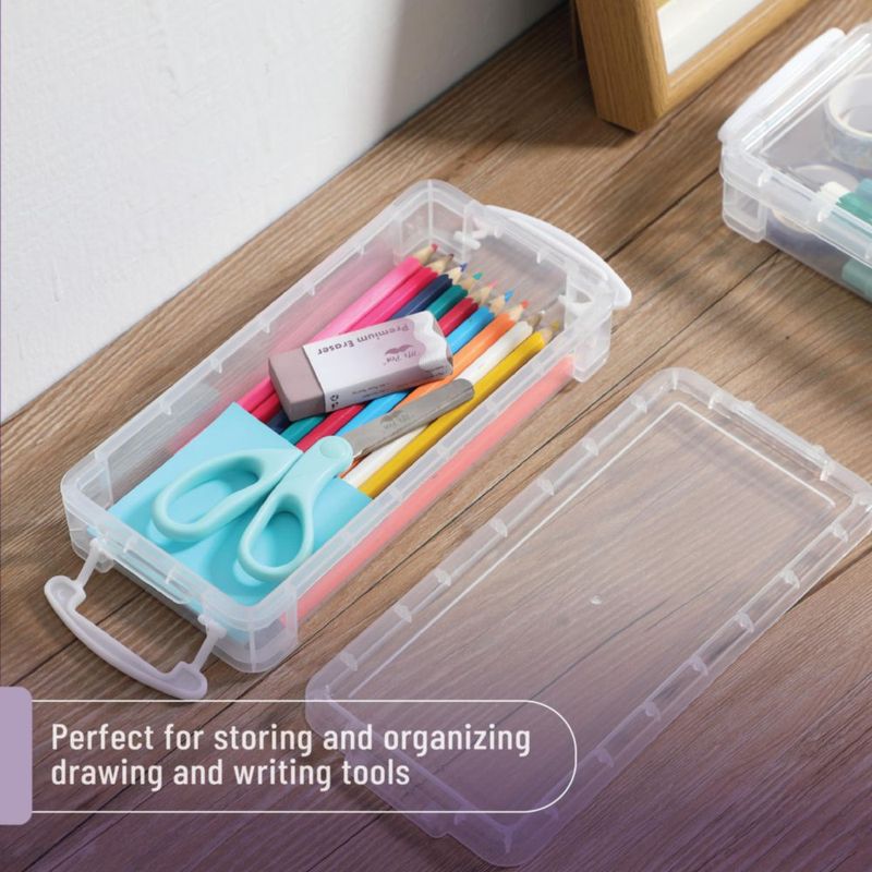 Cajas organizadoras de lápices Mr. Pen pack de 6 plástico transparente con tapa de presión