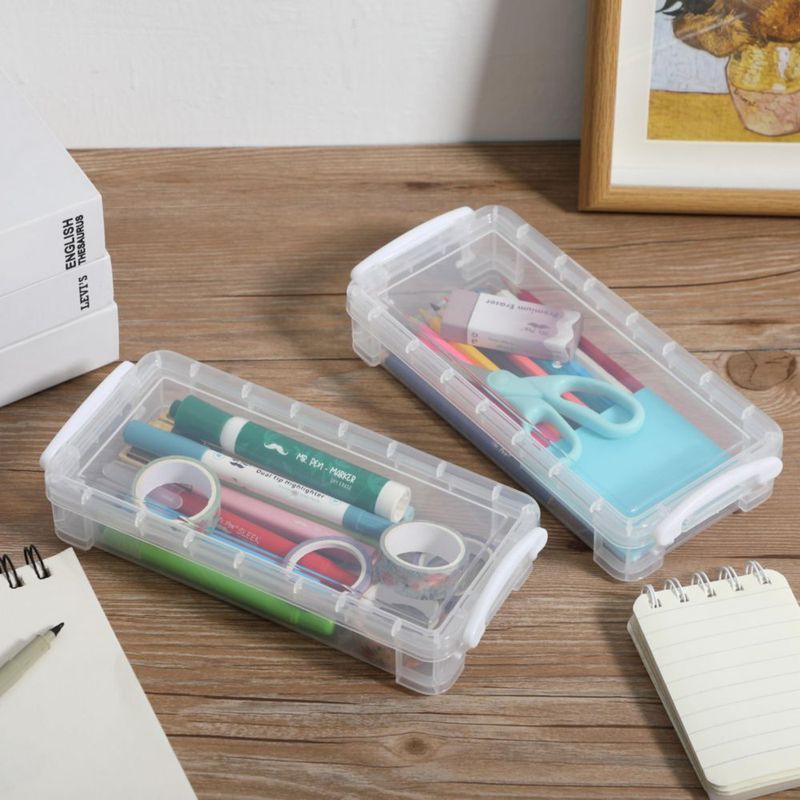 Cajas organizadoras de lápices Mr. Pen pack de 6 plástico transparente con tapa de presión