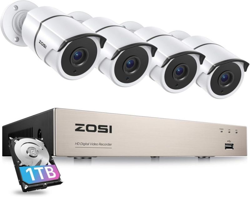 Sistema de Seguridad ZOSI 8 canales con disco duro de 1 TB y detección IA