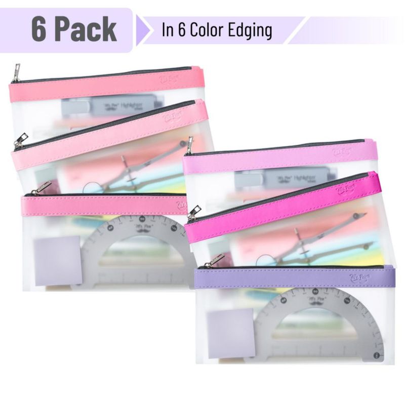 Estuche para lápices Mr. Pen 6 unidades transparente en tonos rosa