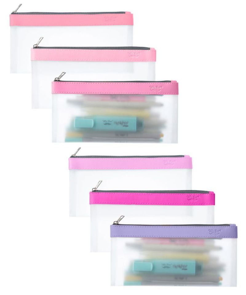 Estuche para lápices Mr. Pen 6 unidades transparente en tonos rosa
