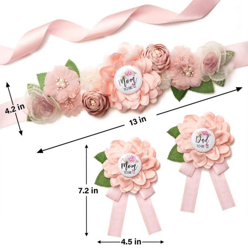 Set de banda para baby shower Noah Baby con corsage floral 180 cm