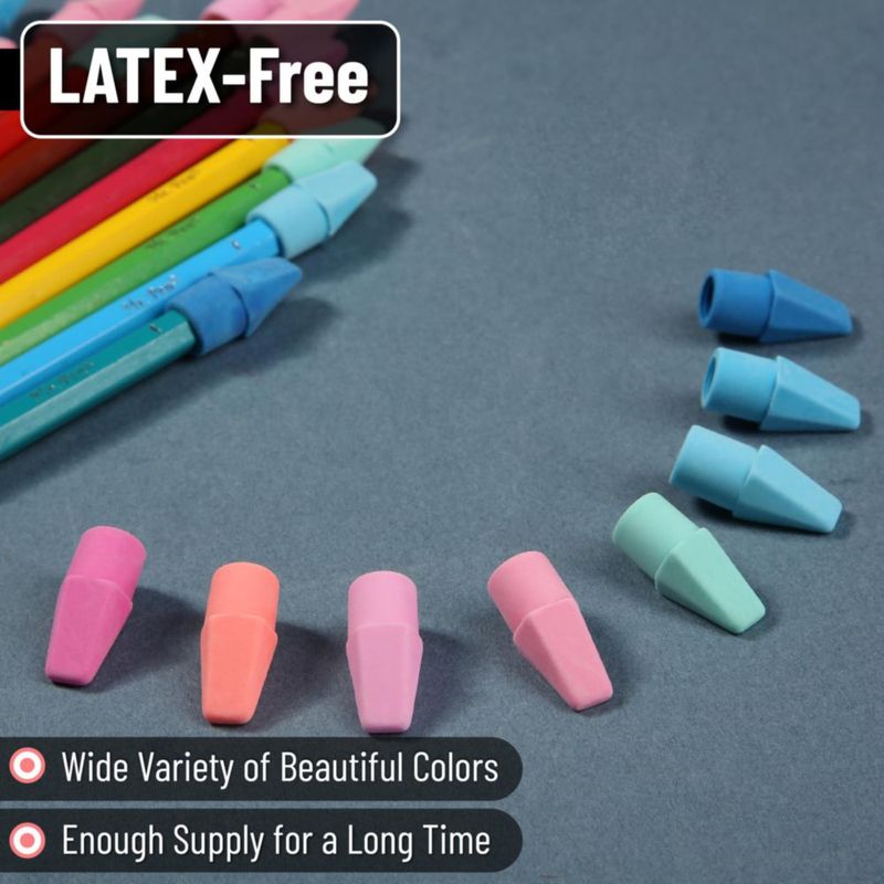 Gomas de borrar para lápiz Mr. Pen paquete de 1000 coloridas y sin látex