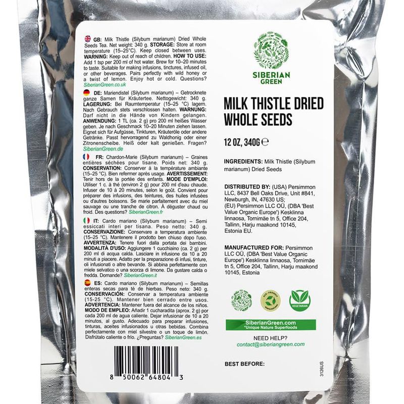Té Siberian Green de Cardo Mariano 340 g sin cafeína