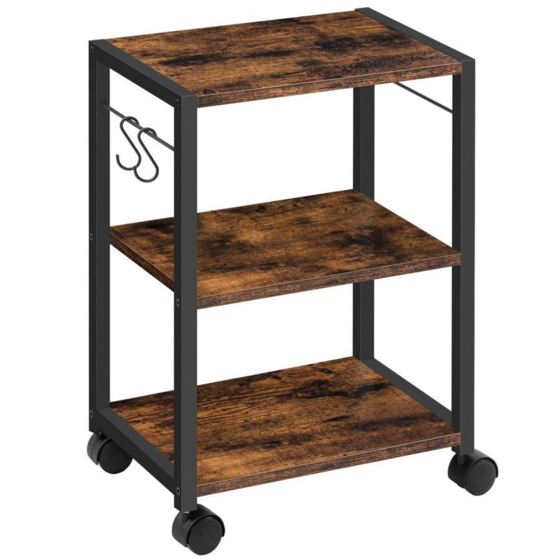 Soporte para impresora MAHANCRIS 42 cm carrito de 3 niveles con ruedas estilo rústico