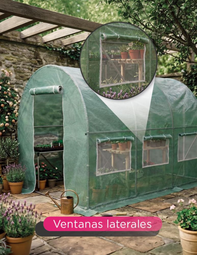 INVERNADERO CURVO 2X3 TOLVIA VERDE DE ACERO GALVANIZADO CON RESISTENCIA A MICROCLIMAS