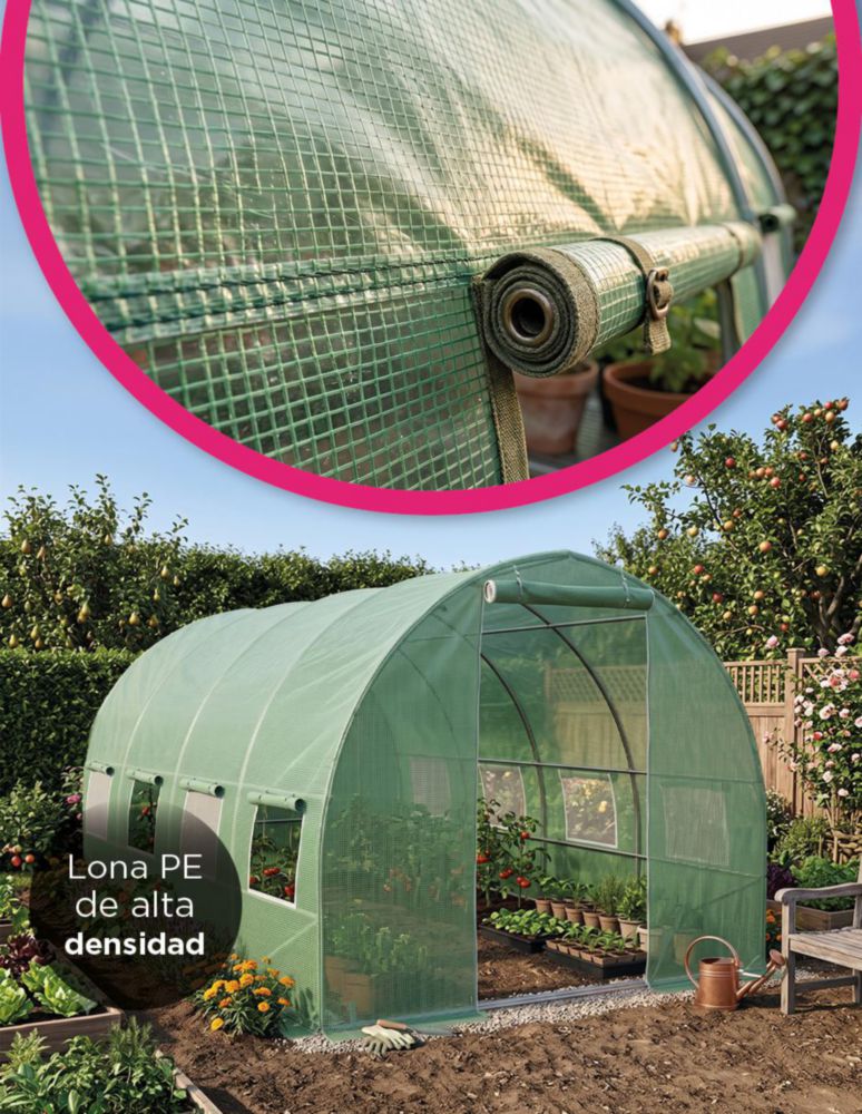 INVERNADERO CURVO 3X6 MINERVA VERDE INDUSTRIAL IMPERMEABLE RESISTENTE A LA HUMEDAD