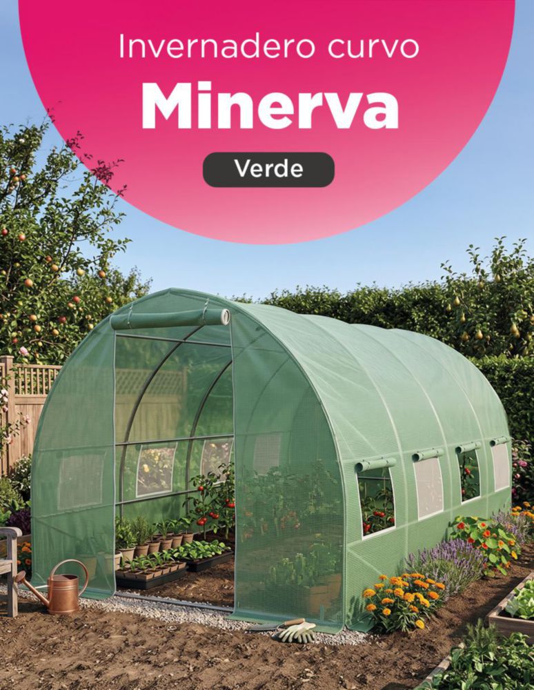 INVERNADERO CURVO 3X6 MINERVA VERDE INDUSTRIAL IMPERMEABLE RESISTENTE A LA HUMEDAD