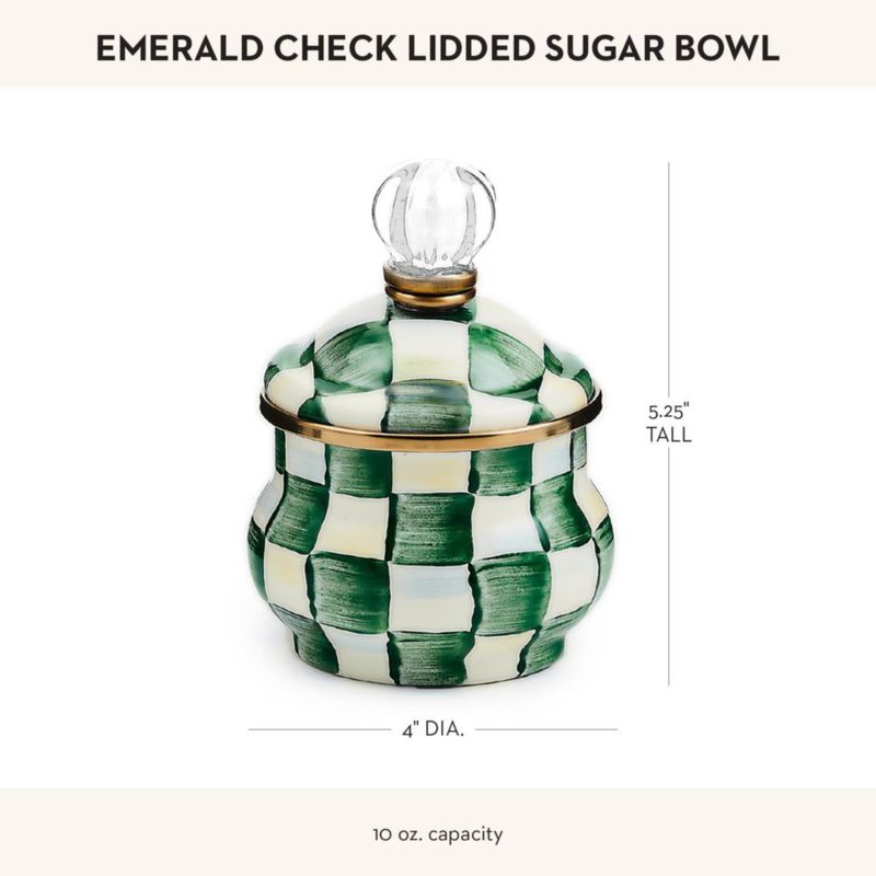 Azucarero MACKENZIE-CHILDS 13 cm Cuadro Esmeralda 300 ml