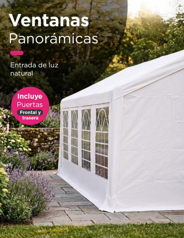 TOLDO ARMABLE 6X12 KANSAS BLANCO IMPERMEABLE PARA EVENTOS