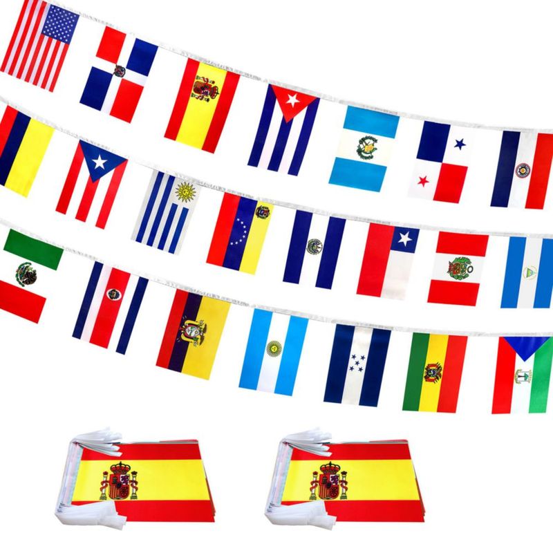 Bandera BANNER WEITBF 18 m Juego de 44 Banderas de Países Hispanohablantes