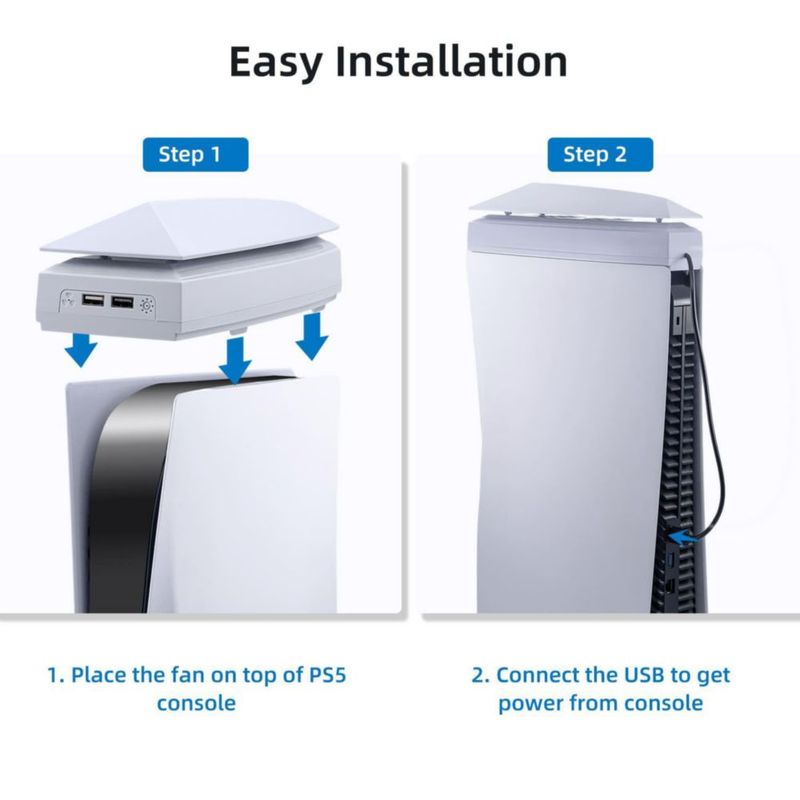 Ventilador de enfriamiento Mcbazel para PS5 con luz RGB y cubierta antipolvo puertos USB