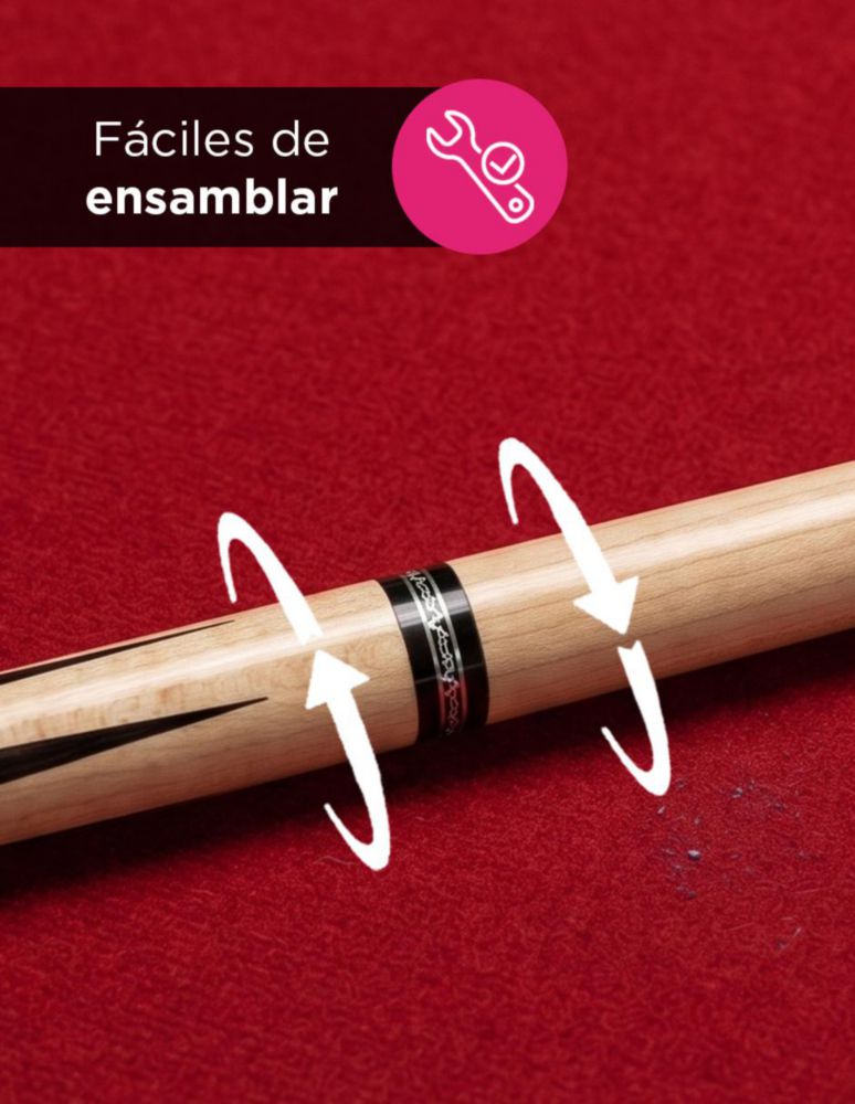 SET 2 TACOS DE BILLAR TYLER NEGRO. JUEGO DE DOS PIEZAS DESARMABLES DE MADERA DE 145 CM CON CONEXIÓN DE TORNILLO METÁLICO Y BASE DE GOMA.