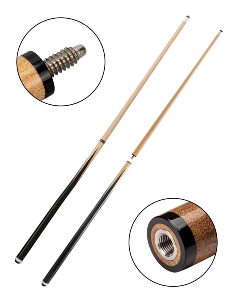 SET 2 TACOS DE BILLAR TYLER NEGRO. JUEGO DE DOS PIEZAS DESARMABLES DE MADERA DE 145 CM CON CONEXIÓN DE TORNILLO METÁLICO Y BASE DE GOMA.