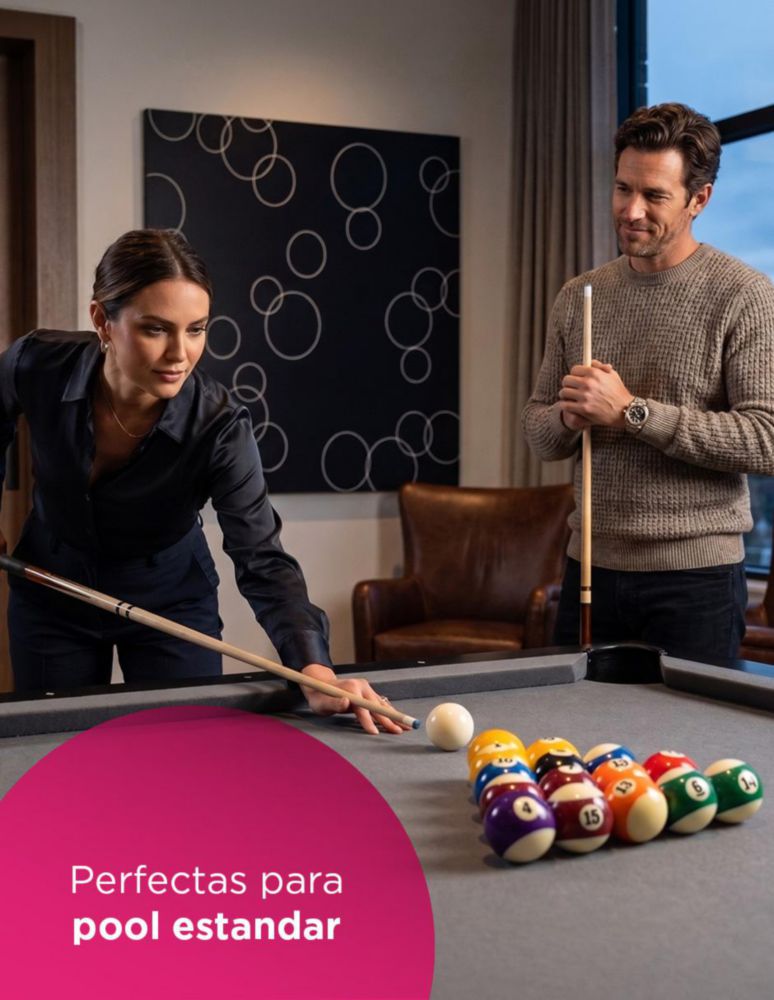 SET DE BOLAS DE BILLAR EBERLE. JUEGO DE 16 PIEZAS DE RESINA DE POLIÉSTER PARA POOL ESTÁNDAR. DIÁMETRO 57 MM Y PESO 165 G POR BOLA.