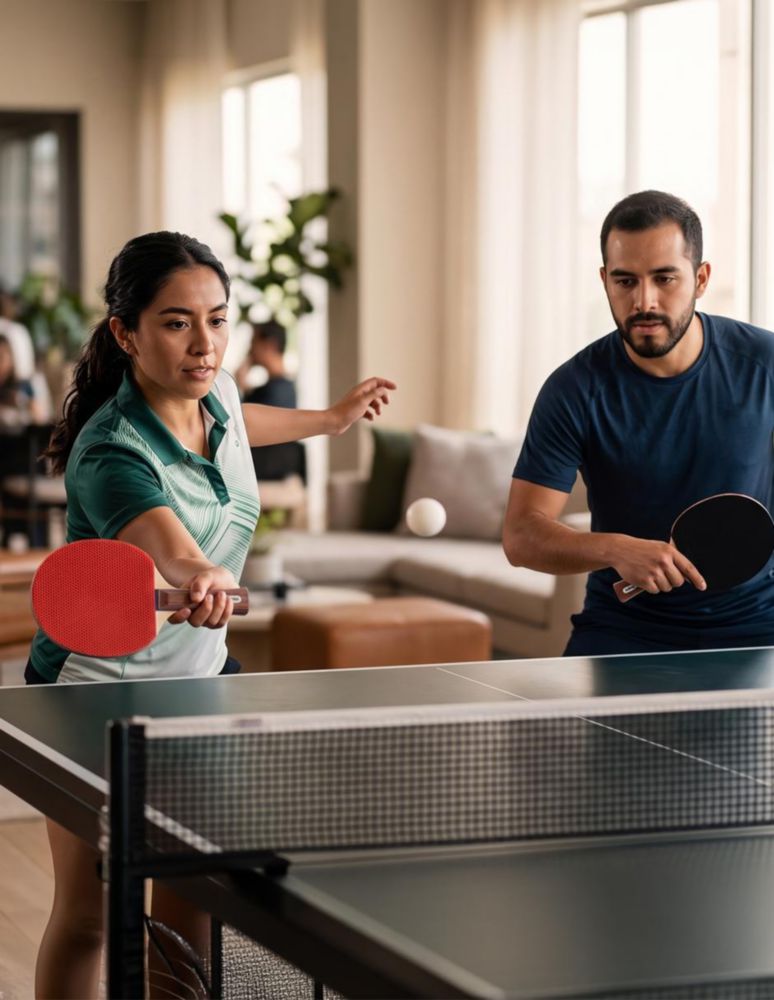 KIT DE PING PONG TALOS VÄNLIG. SET DE DOS PALETAS DE MADERA DE INGENIERÍA CON DOS EFECTOS DE TIRO, TRES PELOTAS DE 4 CM Y BOLSA DE TRANSPORTE.