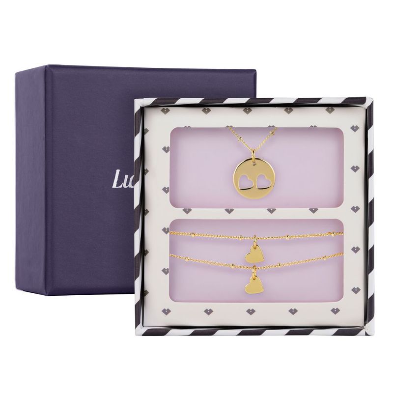 Aretes luckyly baño oro 14k tipo arracadas 2 en 1, regalos para mujer nura