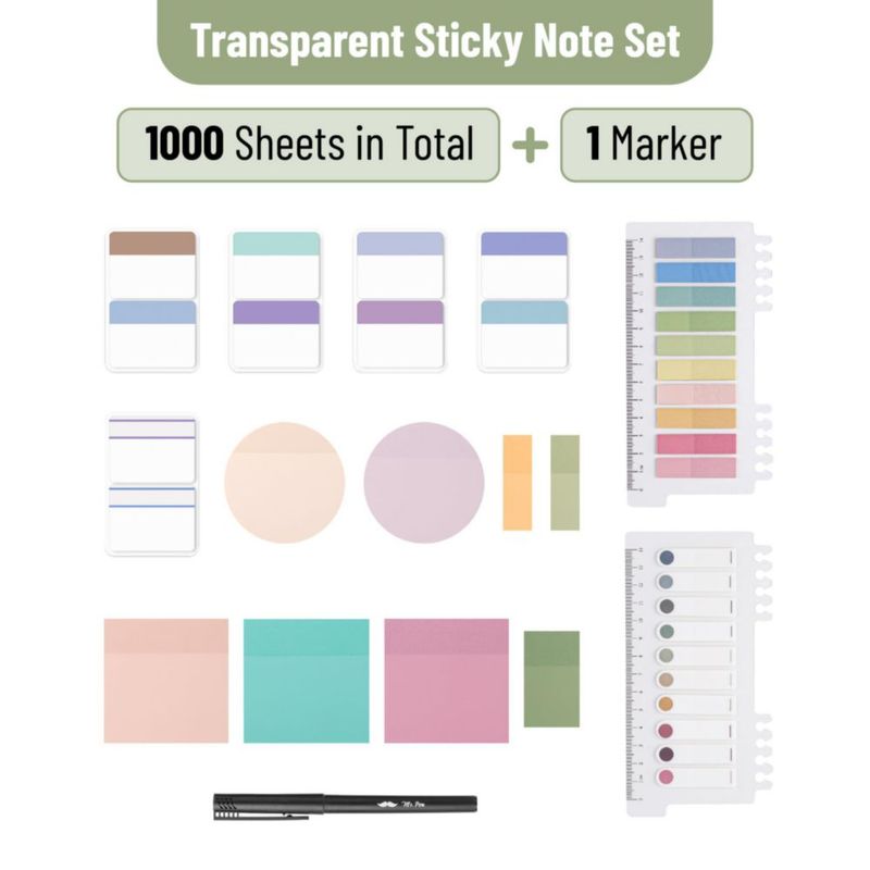 Set de Notas Adhesivas Mr. Pen Transparente 1000 Hojas