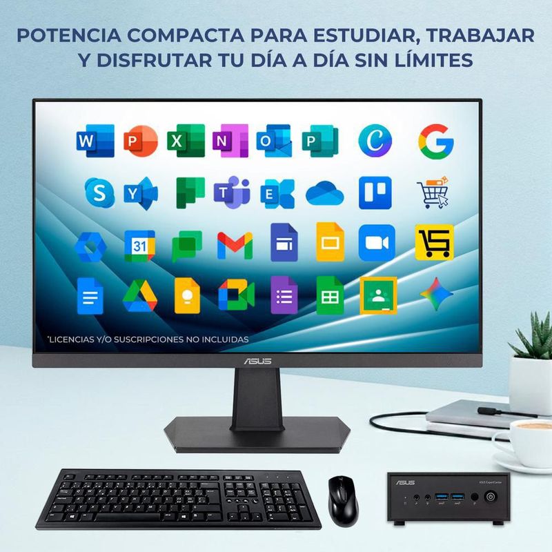 Computadora escritorio mini pc asus n4500 8gb 256gb 24" kit
