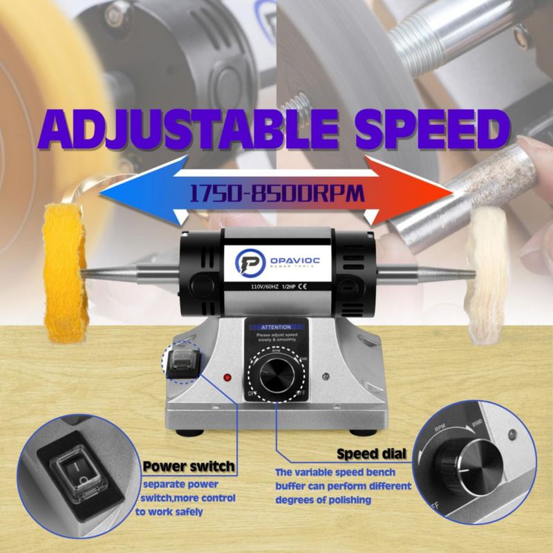 Pulidora de joyería OPAVIOC 320W 110V de velocidad ajustable