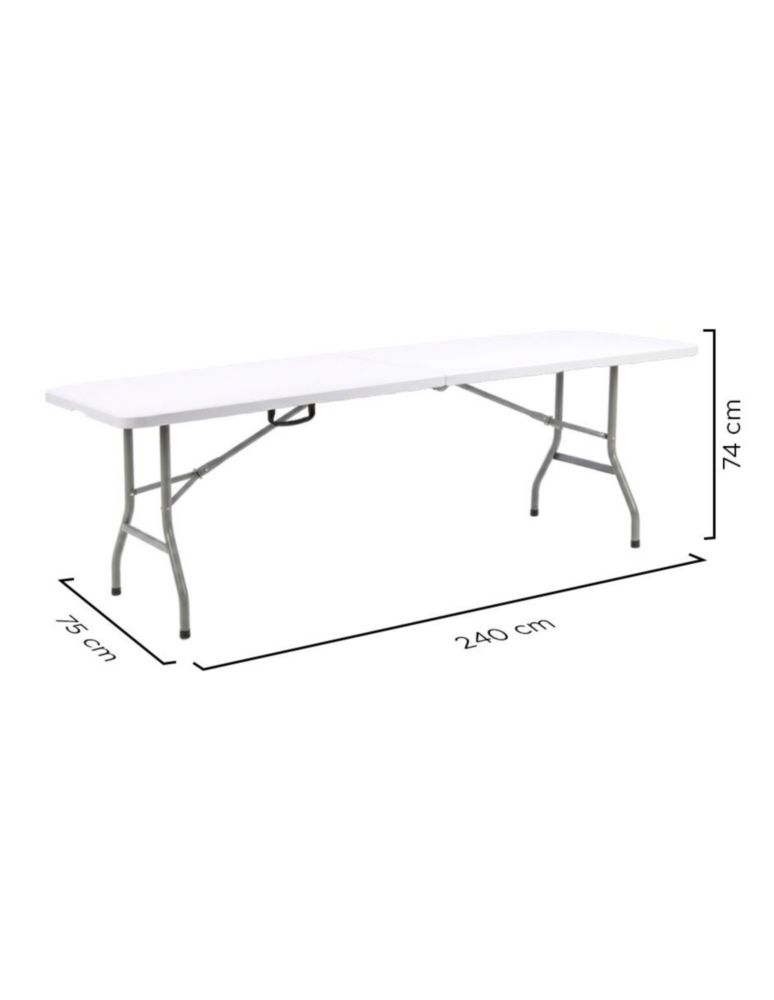MESA PLEGABLE DE PORTAFOLIO IFATY DE POLIETILENO 2.40 M COLOR BLANCO