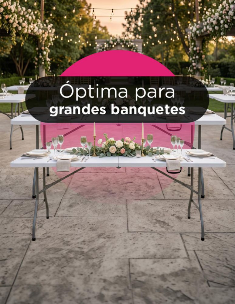 MESA PLEGABLE DE PORTAFOLIO IFATY DE POLIETILENO 2.40 M COLOR BLANCO