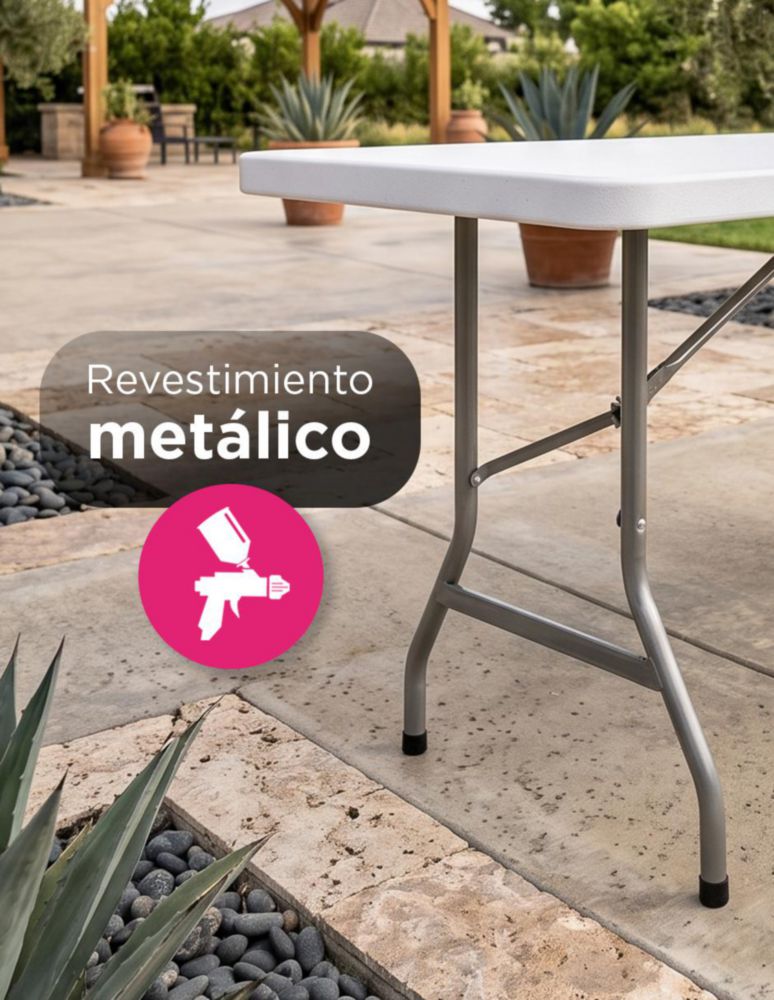 MESA PLEGABLE DE PORTAFOLIO IFATY DE POLIETILENO 2.40 M COLOR BLANCO