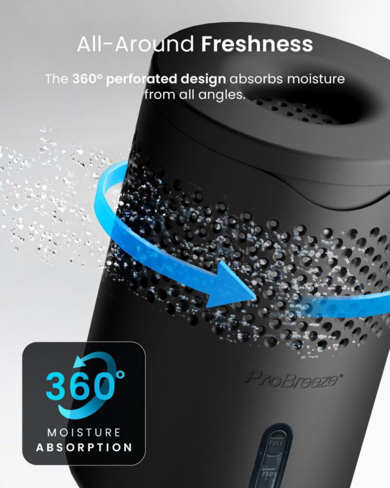 Deshumidificador Pro Breeze 1300 ml Recargable Negro