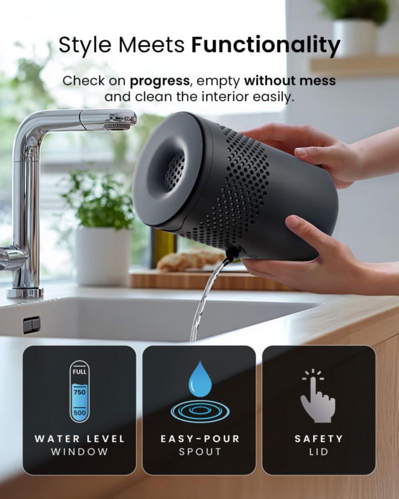 Deshumidificador Pro Breeze 1300 ml Recargable Negro