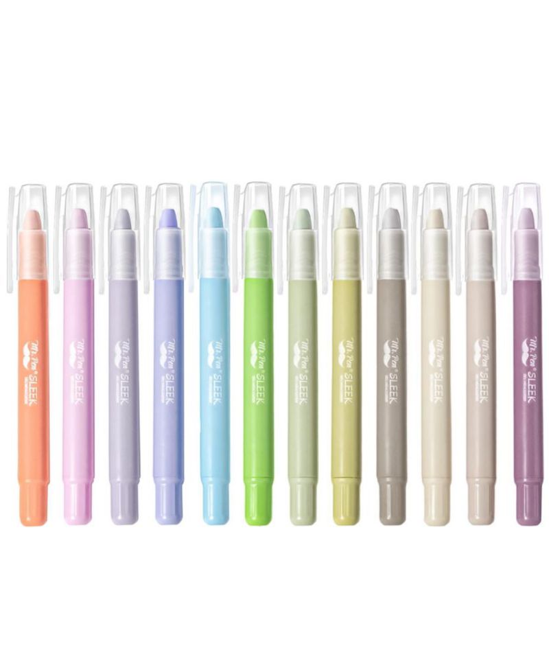 Resaltadores de gel Mr. Pen 12 unidades colores pastel
