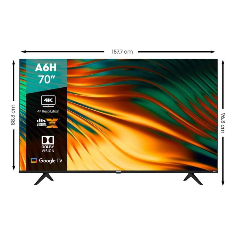 Pantalla Hisense 70" 4K Smart TV LED 70A6H Google TV Reacondicionada Excelente