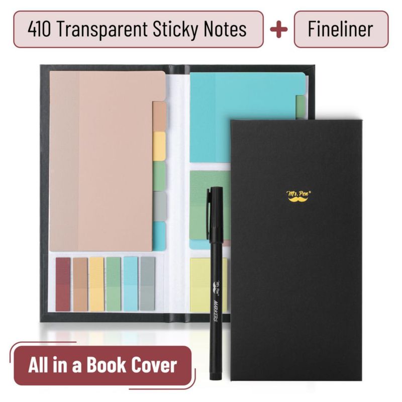 Mr. Pen – Pack de 410 notas adhesivas transparentes de colores