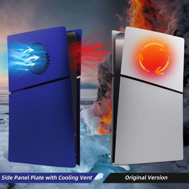 Placas frontales Mcbazel para PS5 Slim Digital Azul con ventilación de refrigeración