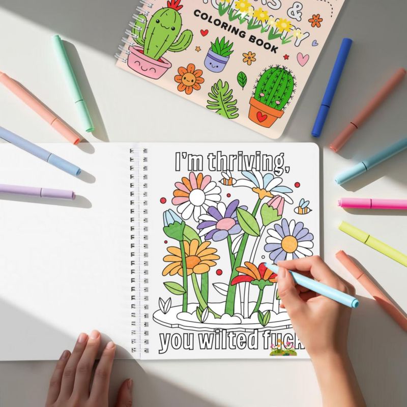 Set de libros para colorear para adultos ZICOTO con diseños florales 21 x 18 cm