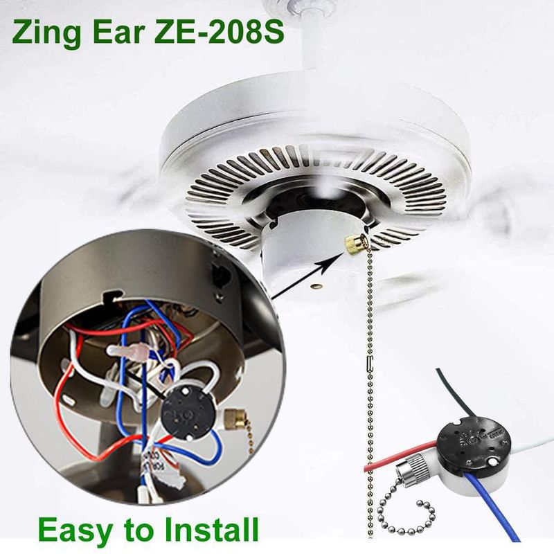 Interruptor de cadena para ventilador de techo PaeorRorL ZE-208s 3 velocidades 4 cables