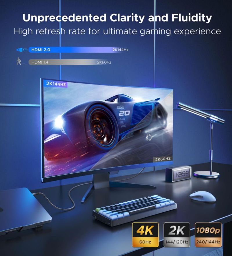 Cable USB C a HDMI Warky de 1 m (4K @60Hz) Tipo-C a HDMI 2.0