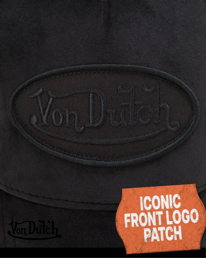 Gorra tipo trucker Von Dutch de terciopelo con cierre snapback y panel trasero de malla
