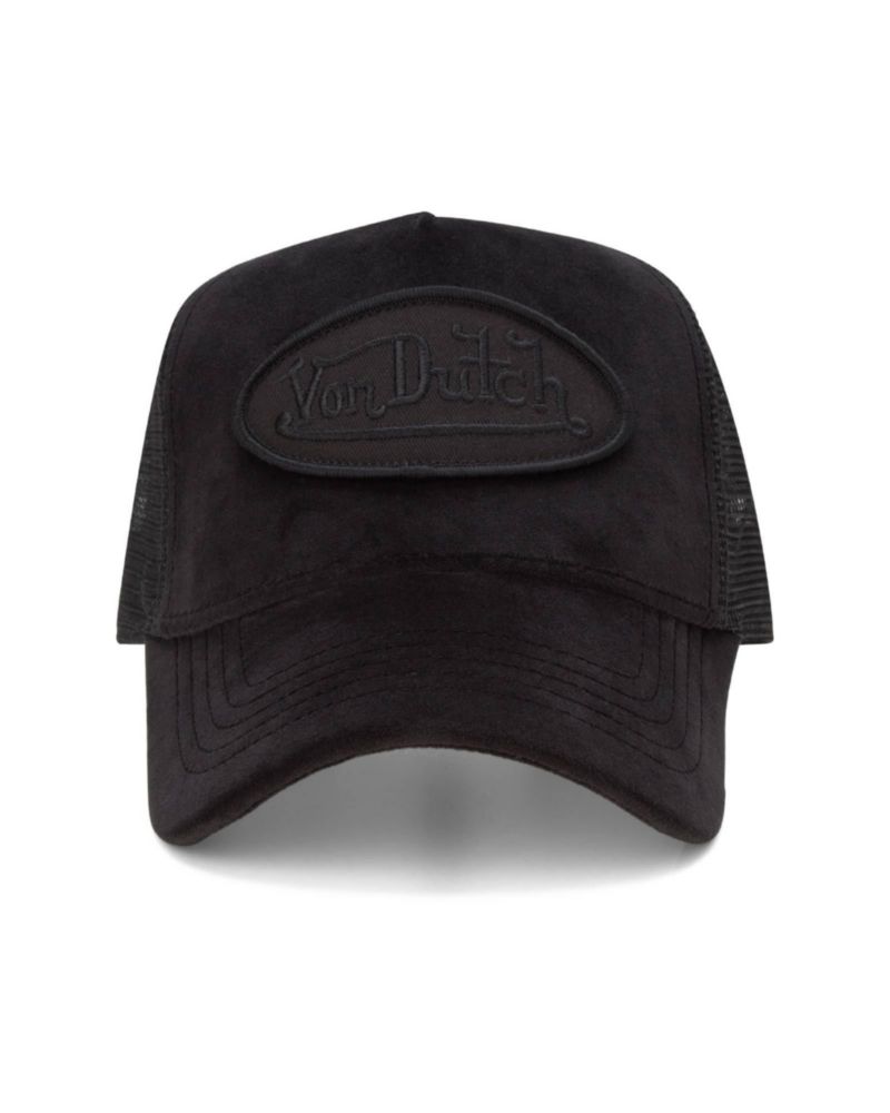 Gorra tipo trucker Von Dutch de terciopelo con cierre snapback y panel trasero de malla