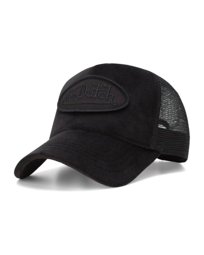 Gorra tipo trucker Von Dutch de terciopelo con cierre snapback y panel trasero de malla