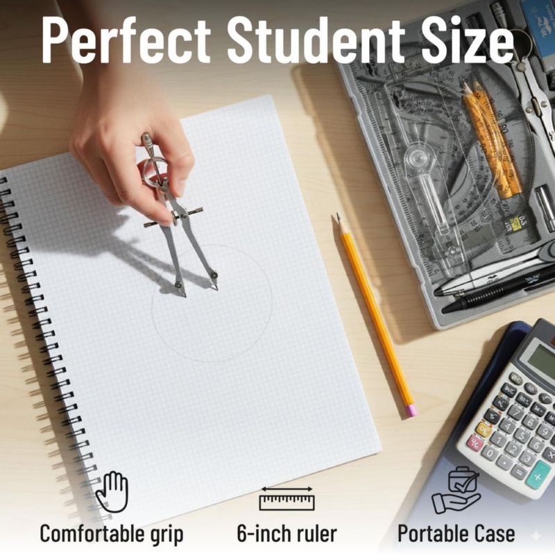 Juego de geometría Mr. Pen de 15 piezas con transportador de 152 cm y divisor