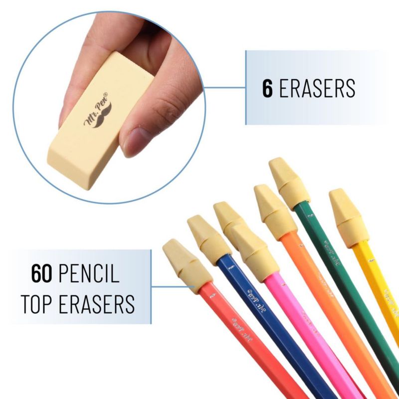 Goma de borrar Mr. Pen - Pack de 66 unidades amarillas
