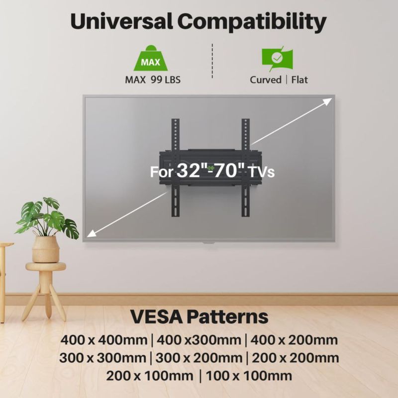Soporte de pared para televisores USX MOUNT Full Motion de 32 a 70 pulgadas 45 kg VESA 400 x 400 mm