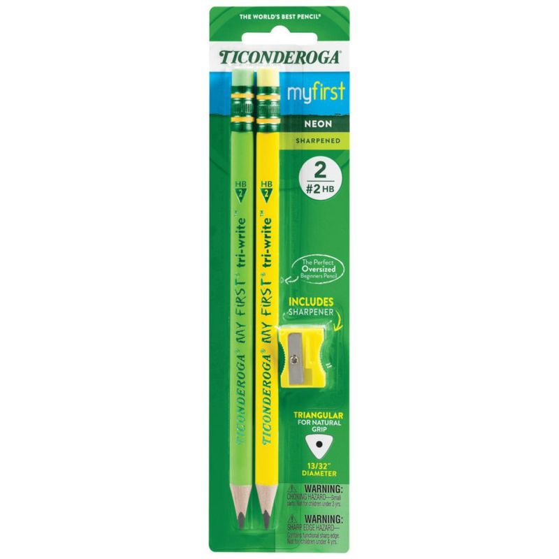 Lápices Ticonderoga My First Tri-Write Neon (paquete de 2)