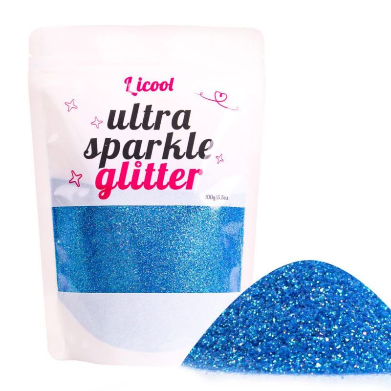 Brillantina Iridiscente Arcoíris LICOOL GLITTER 100 g Azul