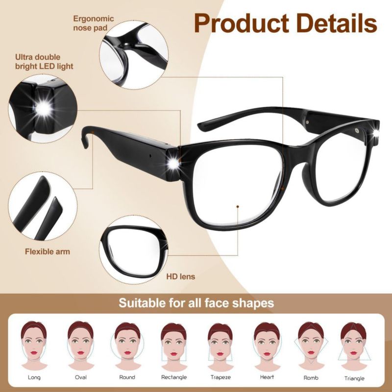 Gafas de Lectura OuShiun 2.0X con LED Recargables por USB