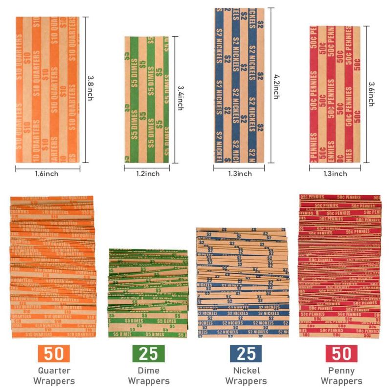 Envoltorios de monedas L LIKED 150 surtidos de papel kraft resistente