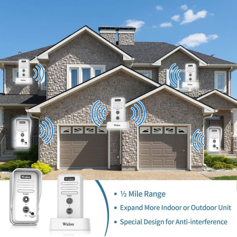 Timbre inalámbrico con intercomunicador Wuloo 1T1 impermeable 800 m